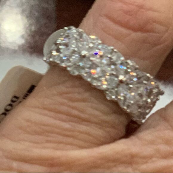 10.50ctw Diamond Square, Marquise And Round Rhodium Over Sterling Silver Ring - Picture 4 of 4